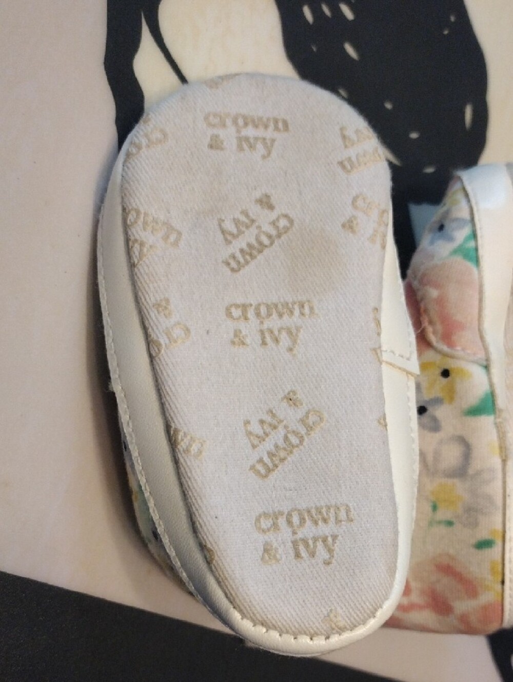 crown & ivy Floral Canvas Baby Shoes in Pink, Yellow & Green - Picture 7 of 7